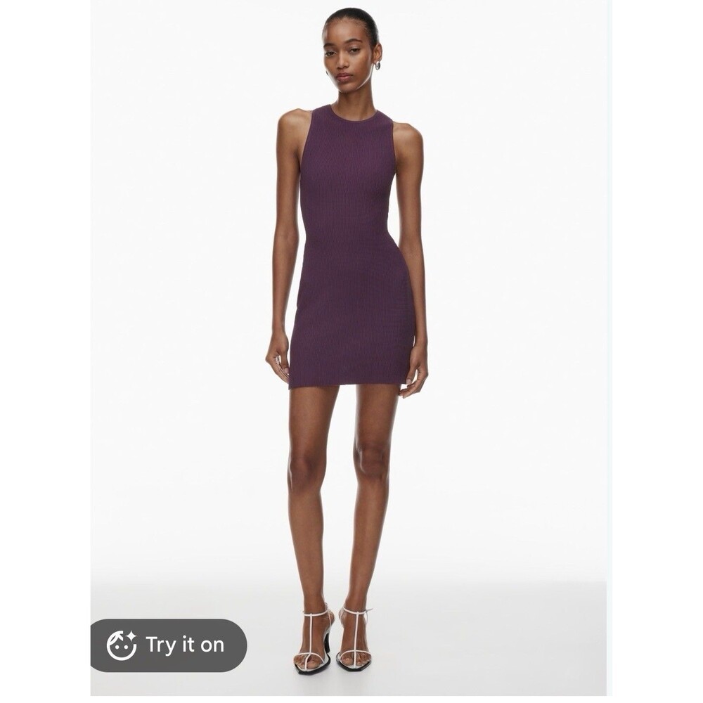 Aritzia Sunday Best Jodie Dress Purple Ribbed Knit Tank Bodycon Mini XS Party